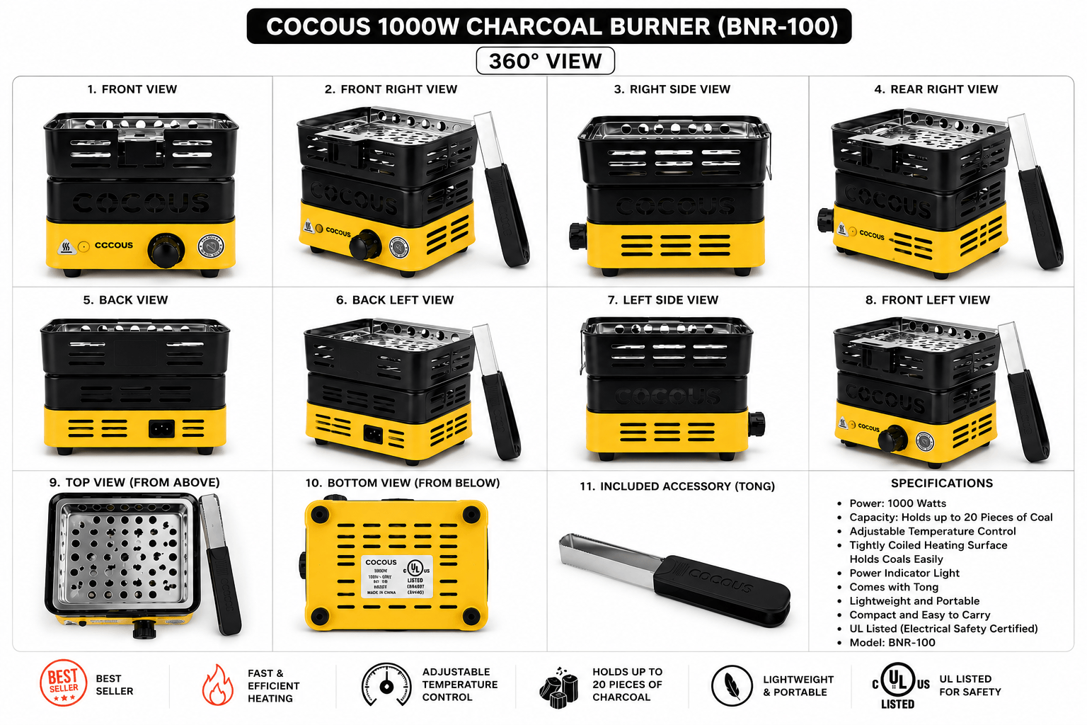 COCOUS 1000W CHARCOAL BURNER - Image 2